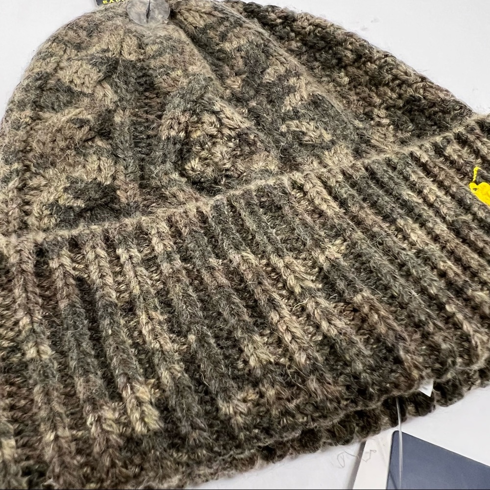 Polo Ralph Lauren OLIVE CAMOUFLAGE CABLE Knit Cap Beanie Hat - Picture 9 of 11